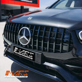 Gloss Black GLC63 Style Front Grille Grill for Mercedes-Benz GLC-Class X253 C253 AMG Bumper Bar 2019-2023